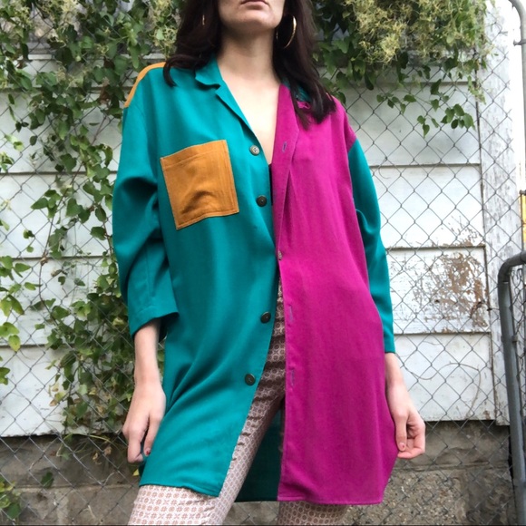 Vtg Style Color Block Button Down Tunic-Dress ✨ - Picture 4 of 5